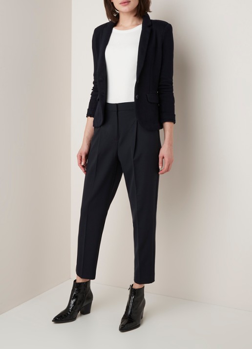 Whistles Slim fit blazer van jersey met ingeweven structuur - voorkant 4 donkerblauw