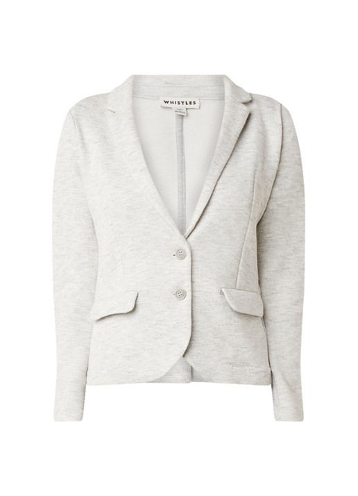 Whistles Slim fitted blazer van katoen met gemêleerd dessin - voorkant 2 lichtgrijs