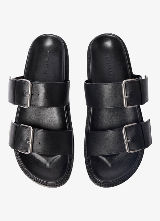 Whistles Slipper van leer met gespdetail - detail 2 zwart