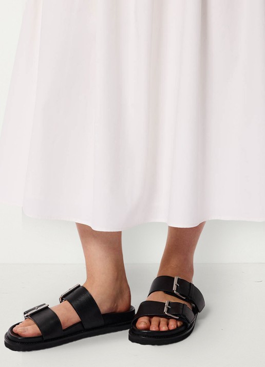 Whistles Slipper van leer met gespdetail - voorkant 4 zwart