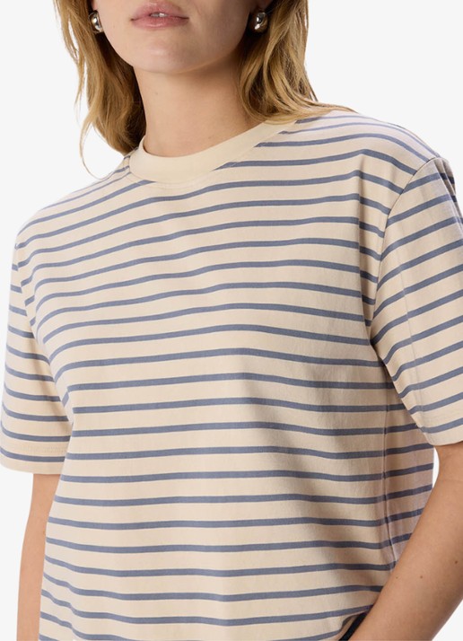 Whistles T-shirt met streepprint met ronde hals  - detail 2 staalblauw