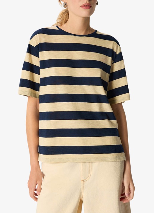 Whistles T-shirt met streepprint - detail 6 donkerblauw