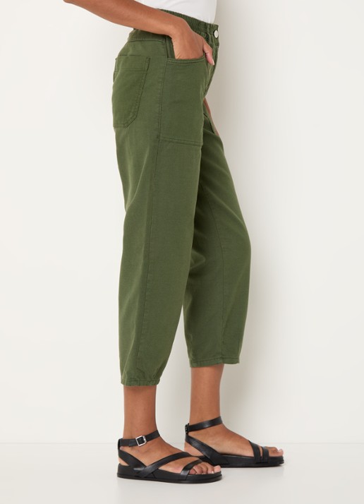 Whistles Tessa high waist cropped straight leg broek met gekleurde wassing - detail 5 legergroen