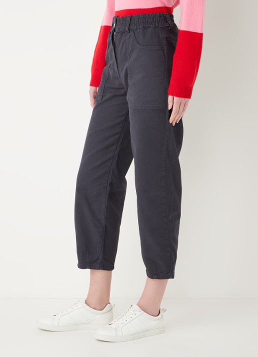 Whistles Tessa high waist straight leg cropped jeans met gekleurde wassing  - detail 4 antraciet
