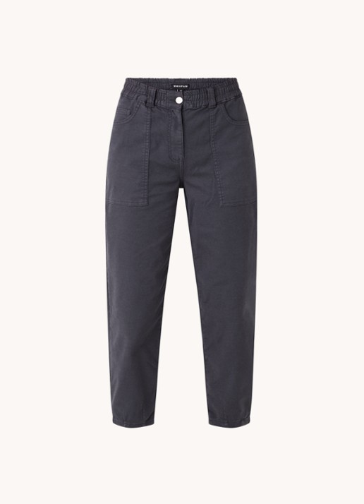 Whistles Tessa high waist straight leg cropped jeans met gekleurde wassing  - voorkant antraciet