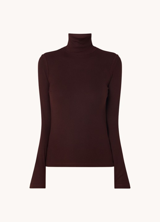 Whistles Top met col en ribstructuur - voorkant hazelnootbruin