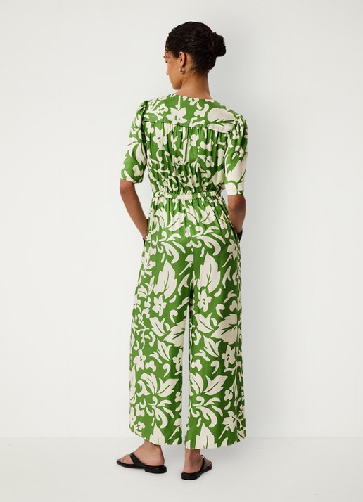 Whistles Wide fit jumpsuit met bloemenprint - achterkant groen