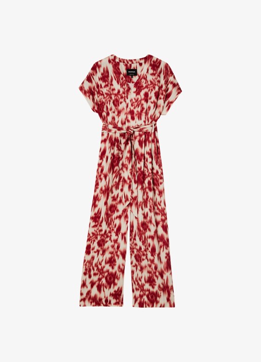 Whistles Wide fit jumpsuit met print en strikceintuur