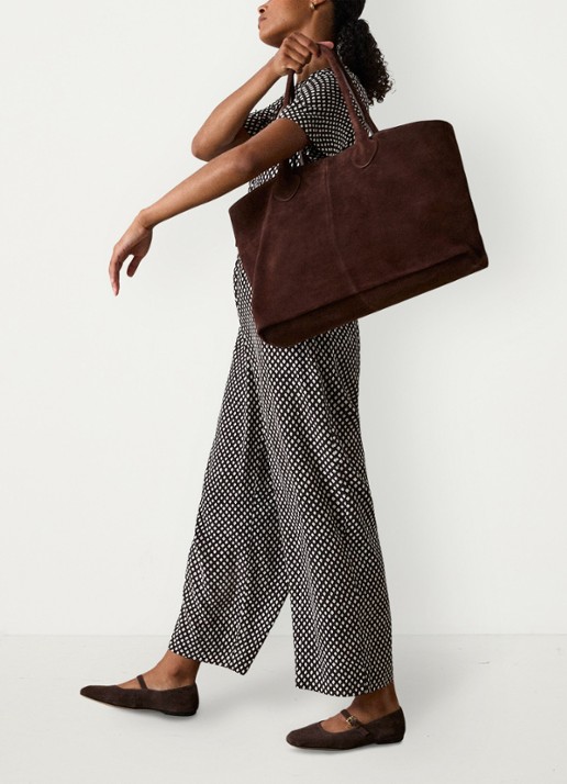 Whistles Wide fit jumpsuit met ruitdessin en ceintuur - voorkant 4 bruin