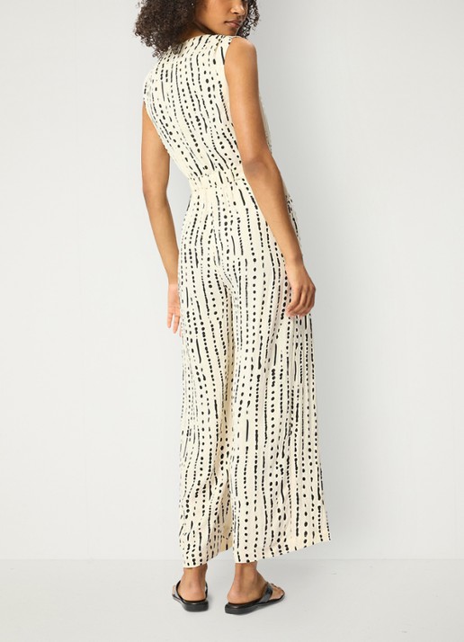 Whistles Wide fit jumpsuit met stippenprint - achterkant creme