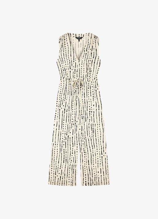 Whistles Wide fit jumpsuit met stippenprint - voorkant 2 creme