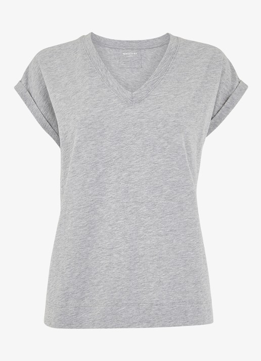 Whistles Willa T-shirt met gemêleerd dessin - voorkant 4 grijsmele