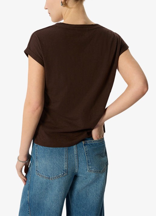 Whistles Willa T-shirt met V-hals - achterkant 4 donkerbruin