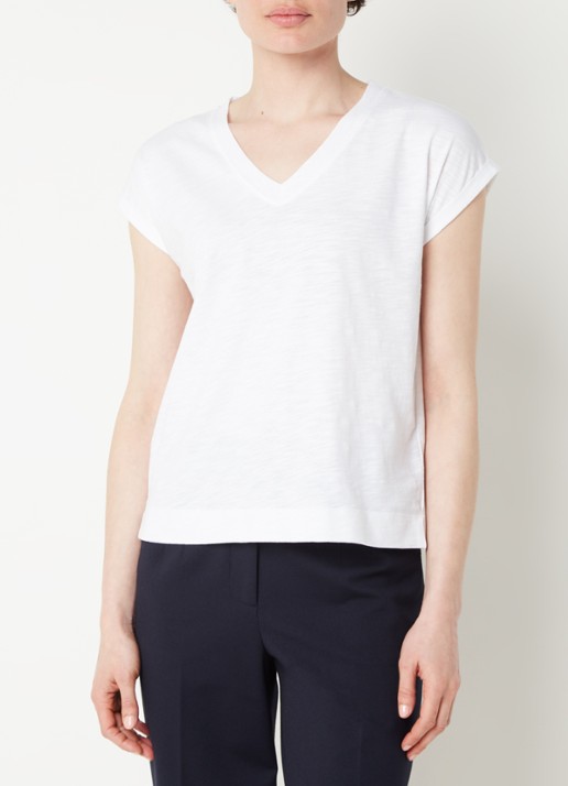 Whistles Willa T-shirt van  katoen met V-hals