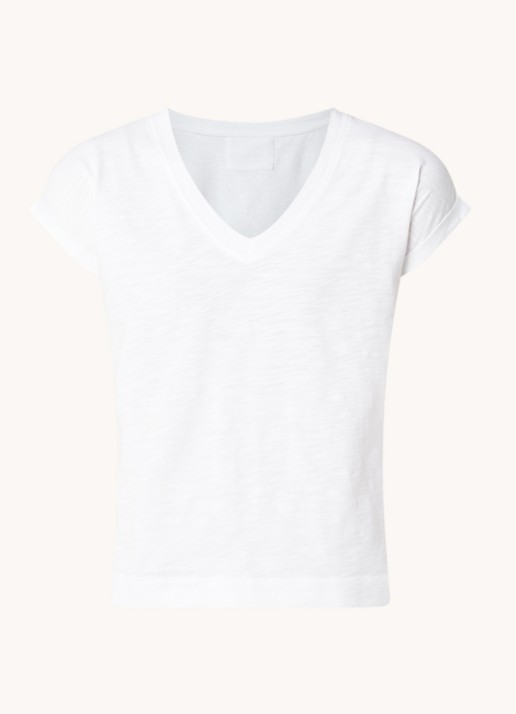 Whistles Willa T-shirt van  katoen met V-hals - voorkant 2 wit