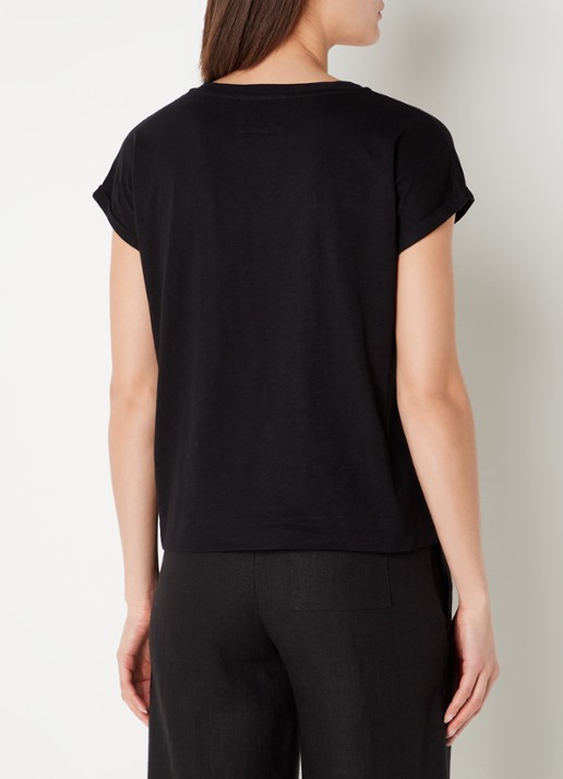 Whistles Willa T-shirt van  katoen met V-hals - achterkant 4 zwart