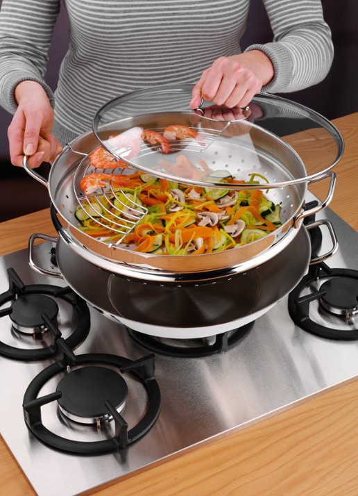 WMF Macao wok 4-delig, 36 cm - detail 7 zilver