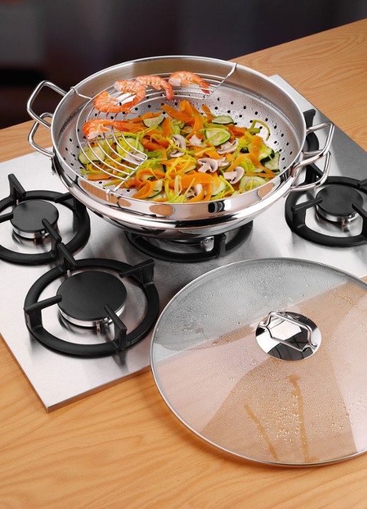WMF Macao wok 4-delig, 36 cm - voorkant 2 zilver