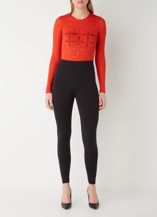 Wolford Anniversary stringbody met mesh - voorkant 2 steenrood