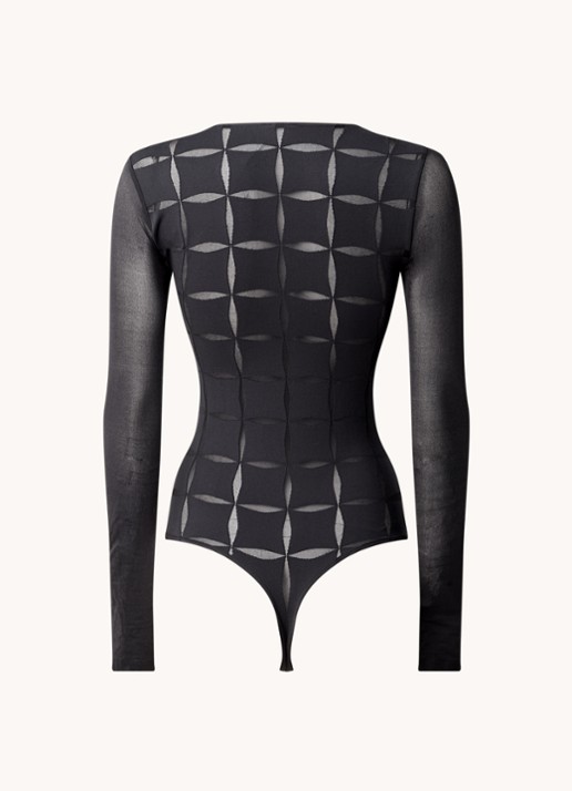 Wolford Anniversary stringbody met mesh - achterkant zwart