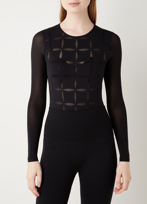 Wolford Anniversary stringbody met mesh - detail 4 zwart
