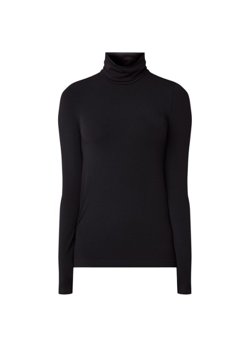 Wolford Aurora longsleeve van jersey met col - voorkant zwart