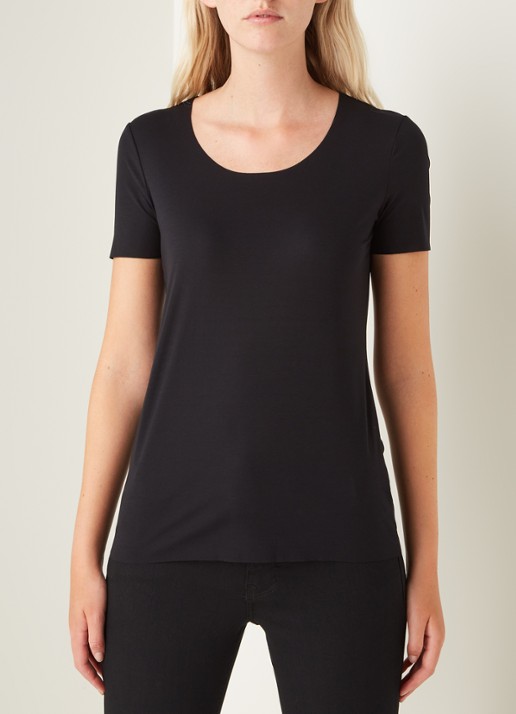 Wolford Aurora T-shirt van jersey - detail 2 diepzwart