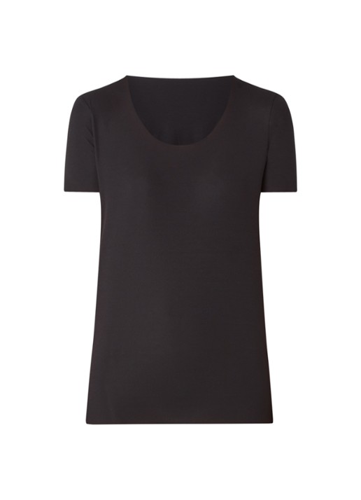 Wolford Aurora T-shirt van jersey - voorkant 3 diepzwart