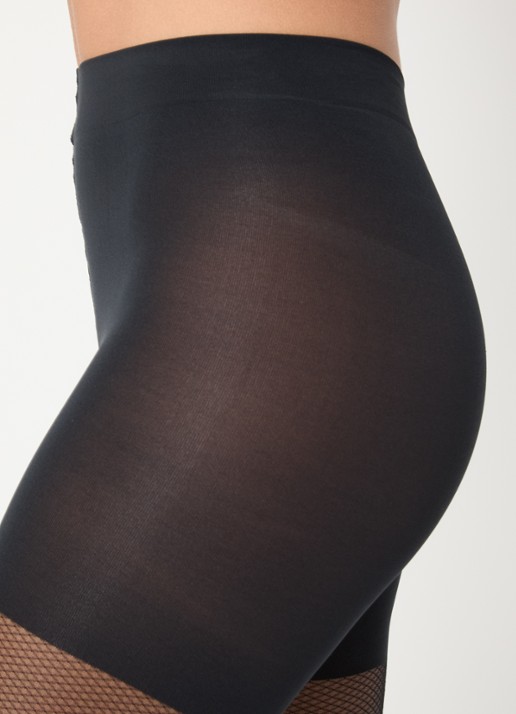 Wolford Backseam Illusion corrigerende netpanty in 30 denier - detail 4 zwart