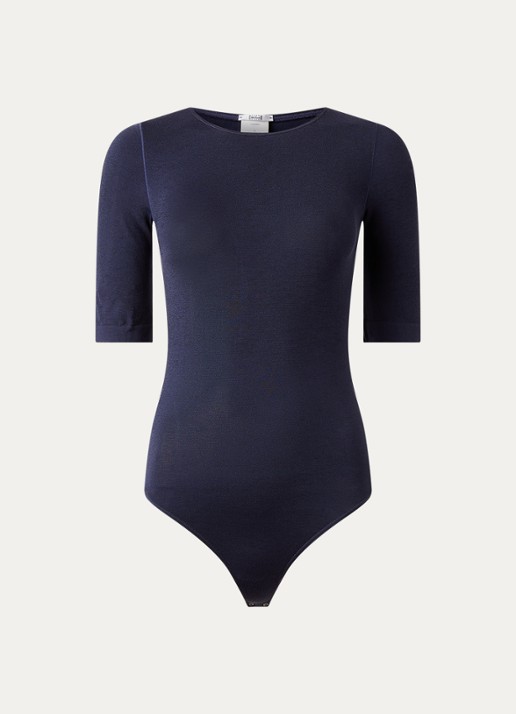 Wolford Bahamas body met ronde hals - voorkant 3 donkerblauw