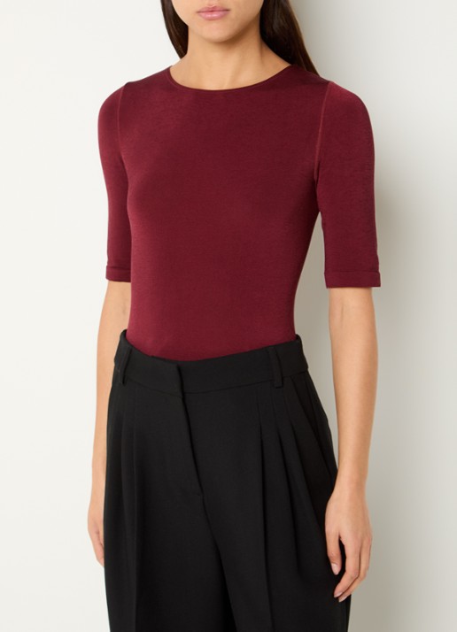 Wolford Bahamas body met ronde hals - detail 4 bordeauxrood
