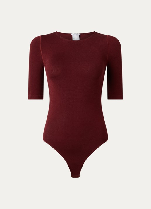 Wolford Bahamas body met ronde hals - voorkant 2 bordeauxrood