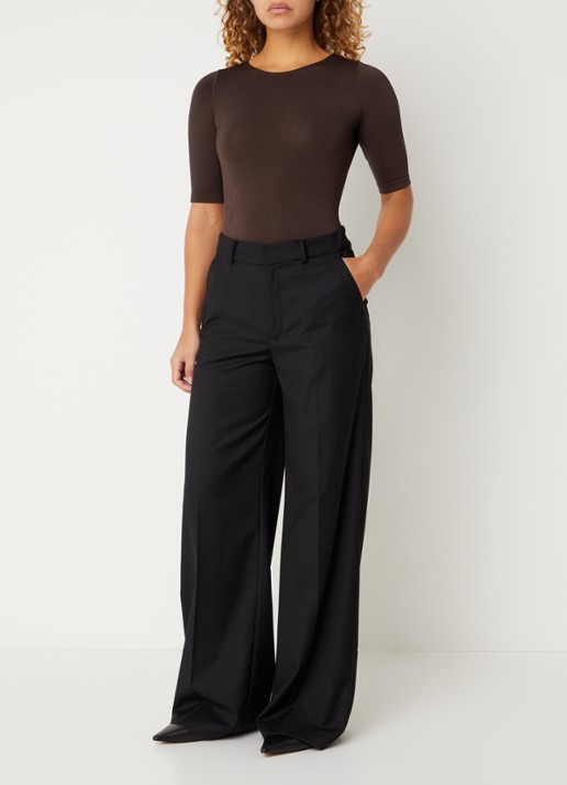 Wolford Bahamas body met ronde hals - voorkant 4 donkerbruin