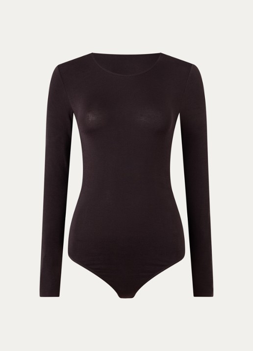 Wolford Berlin body met ronde hals - voorkant donkerbruin