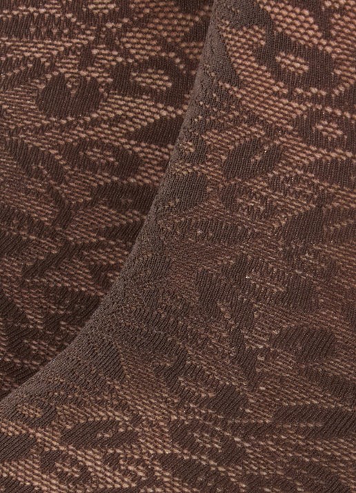 Wolford Bouquet kniekousen met bloemenprint in 30 denier - detail 3 bruin