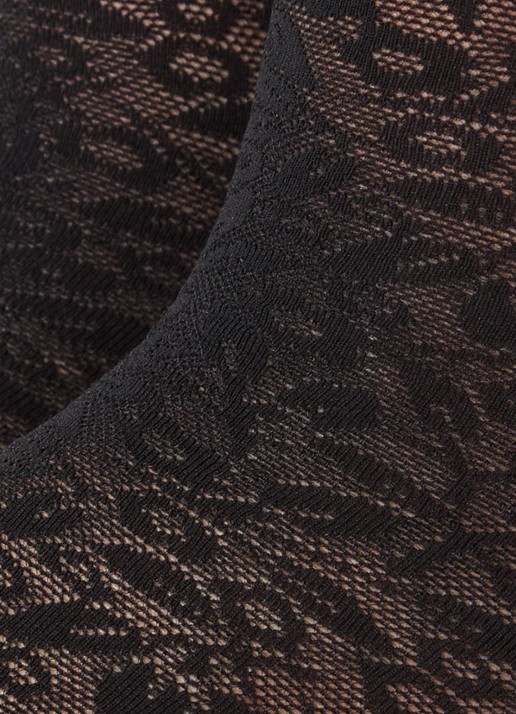 Wolford Bouquet kniekousen met bloemenprint in 30 denier - detail 3 zwart