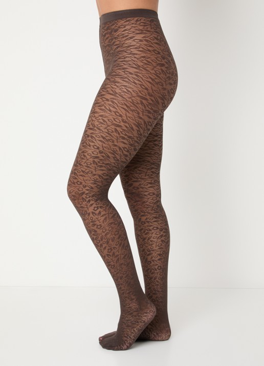 Wolford Bouquet panty met bloemenprint in 30 denier - voorkant 4 bruin