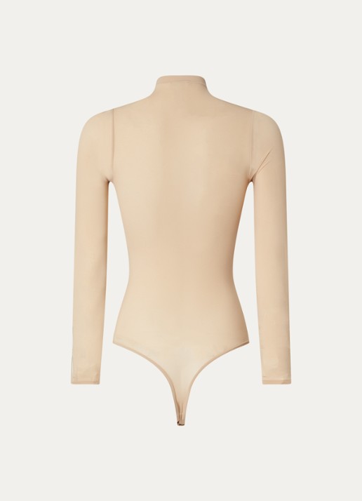 Wolford Buenos Aires stringbody met col - achterkant 3 donkerbeige