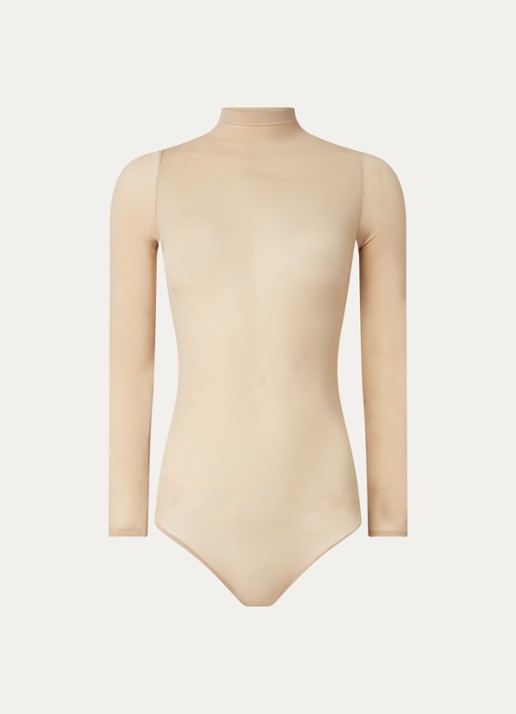 Wolford Buenos Aires stringbody met col - voorkant donkerbeige