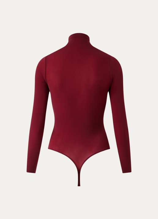 Wolford Buenos Aires stringbody met col - achterkant bordeauxrood