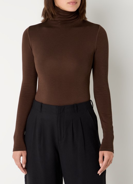 Wolford Colorado body met col - detail chocoladebruin