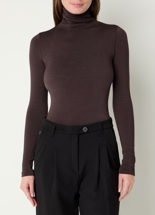 Wolford Colorado body met col - detail donkerbruin