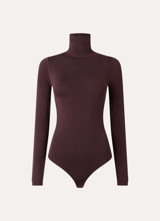 Wolford Colorado stringbody met col - voorkant 2 bordeauxrood