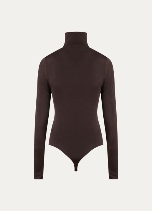 Wolford Colorado stringbody met col - achterkant aubergine