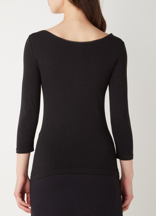 Wolford Cordoba naadloze longsleeve met driekwart mouw - achterkant 4 diepzwart
