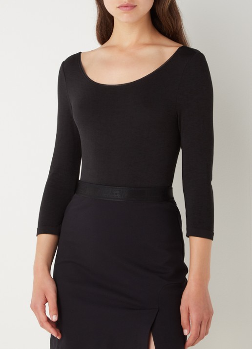 Wolford Cordoba naadloze longsleeve met driekwart mouw - detail 3 diepzwart