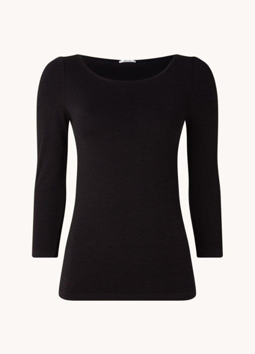 Wolford Cordoba naadloze longsleeve met driekwart mouw - voorkant diepzwart