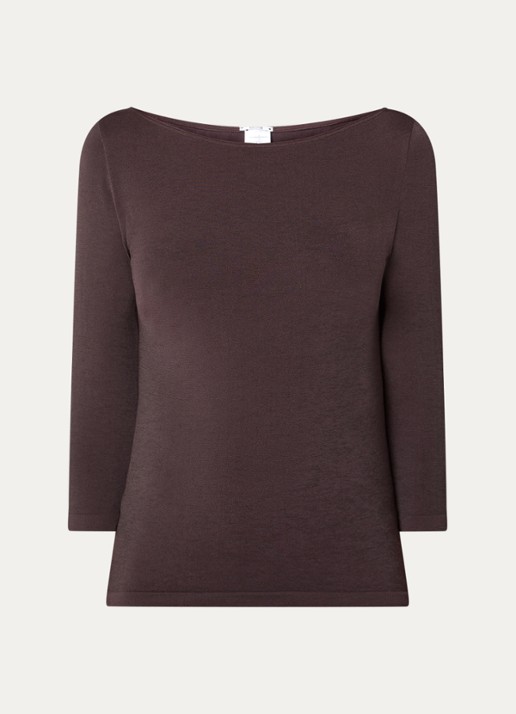 Wolford Cordoba top met boothals - voorkant donkerbruin