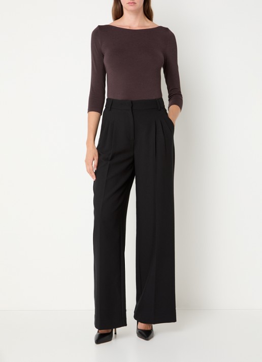 Wolford Cordoba top met boothals - voorkant 2 donkerbruin