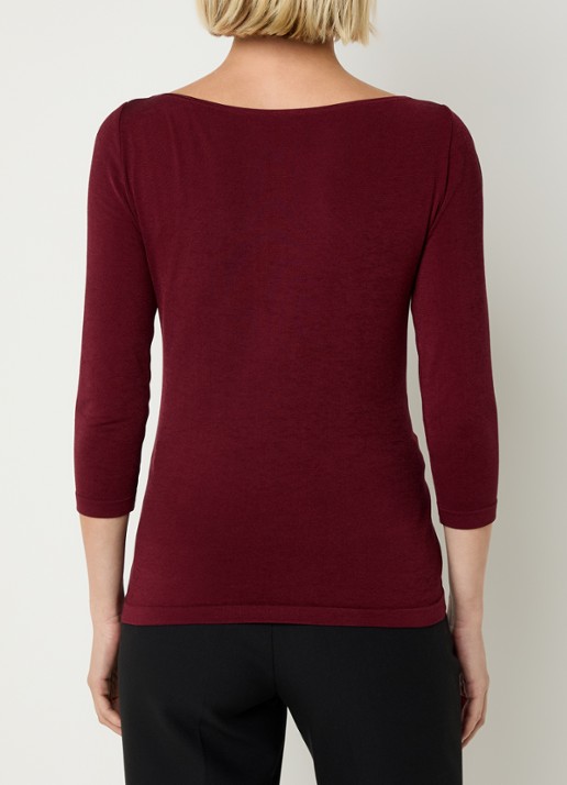 Wolford Cordoba top met boothals - achterkant 4 bordeauxrood